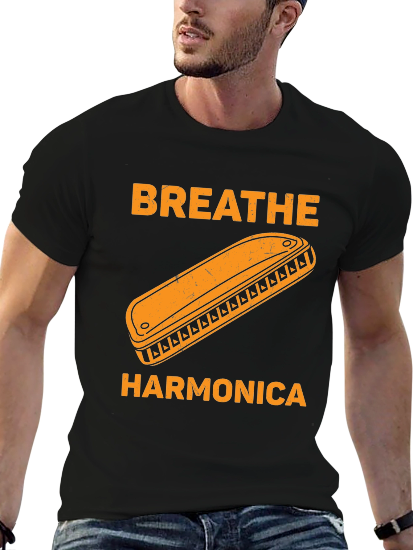 Breathe Harmonica Graphic T-Shirt - Music Lover Tee