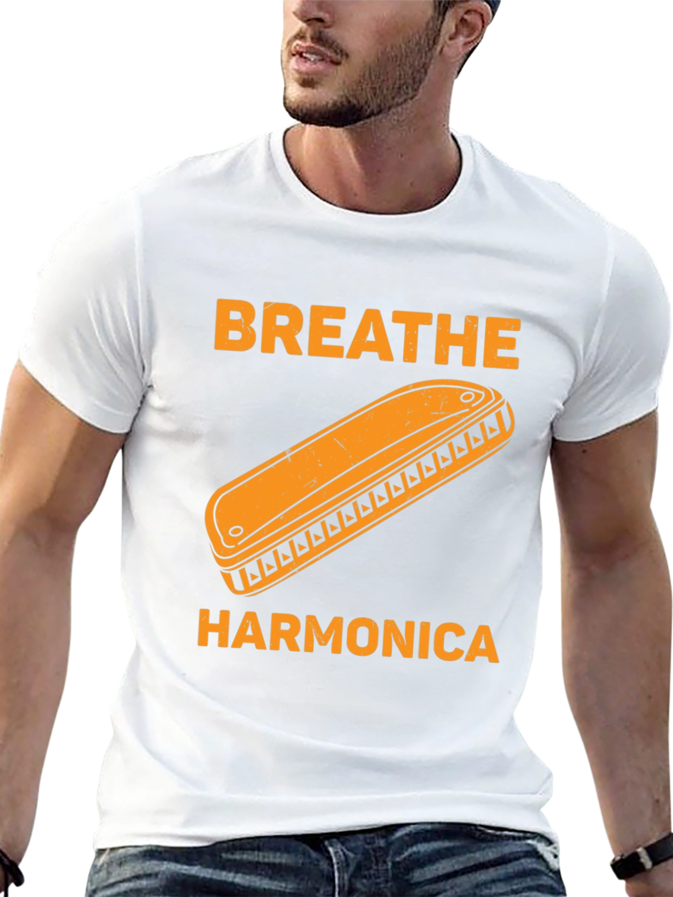 Breathe Harmonica Graphic T-Shirt - Music Lover Tee