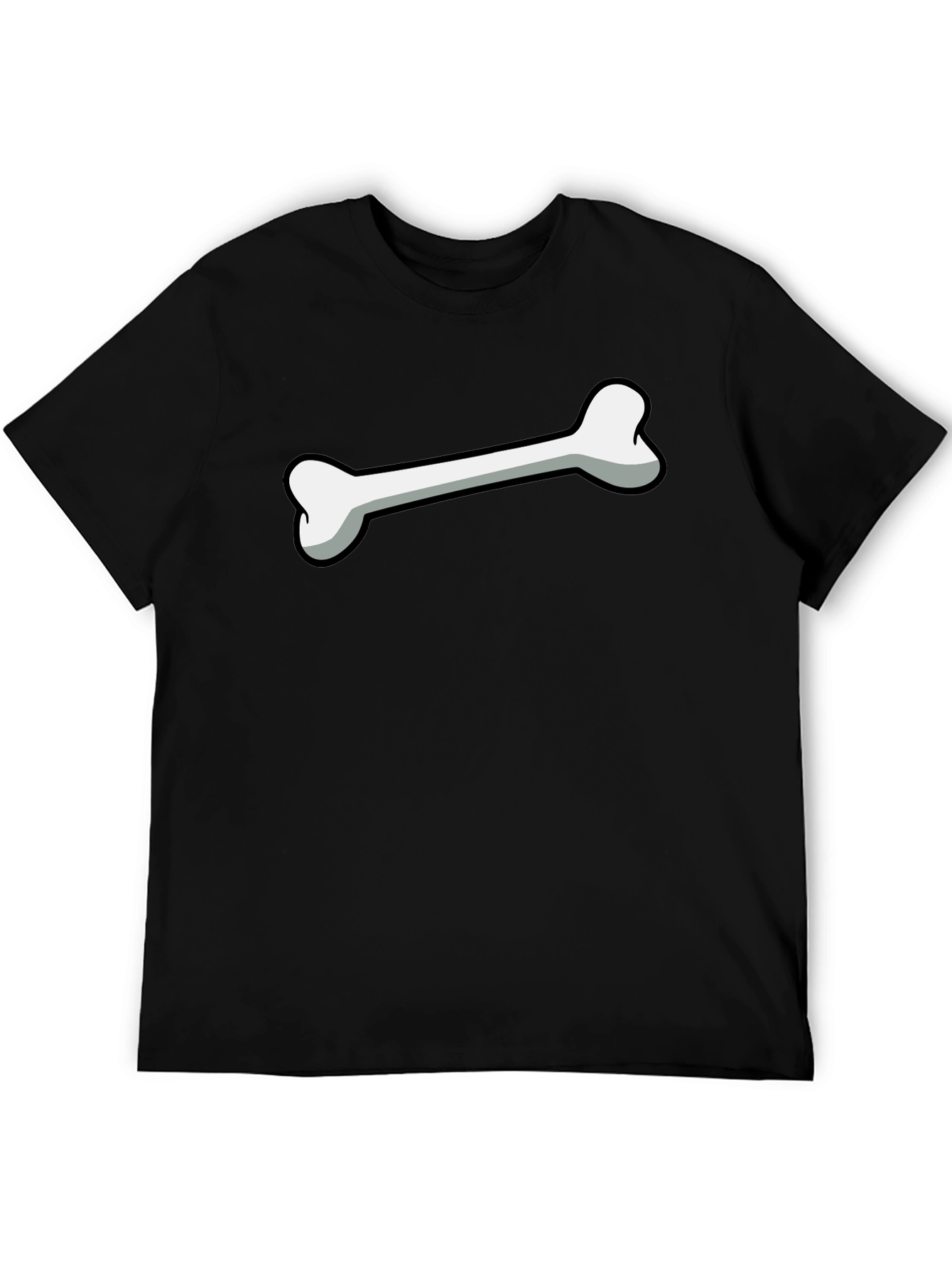 Cartoon Bone Graphic Print Black T-Shirt