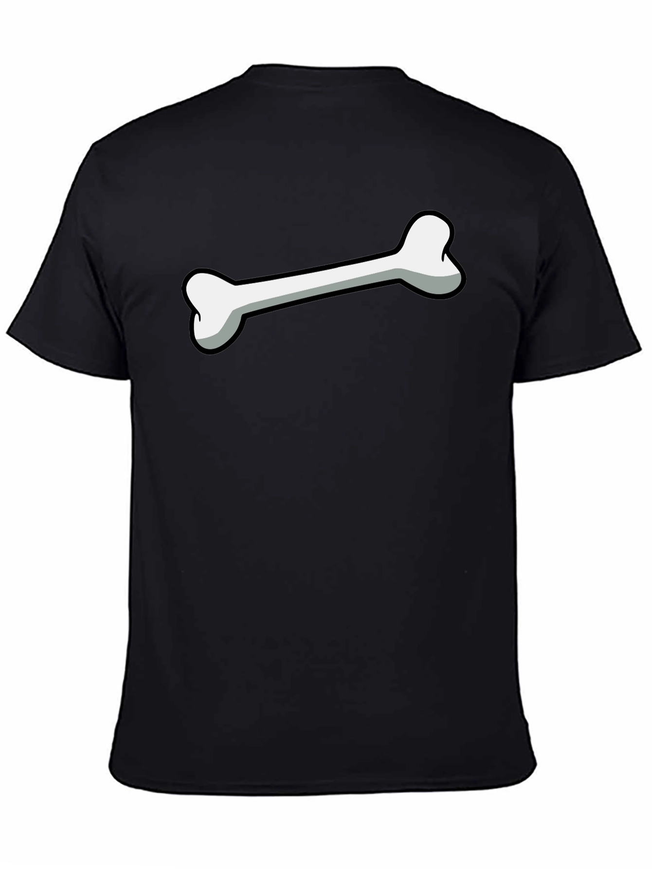 Cartoon Bone Graphic Print Black T-Shirt