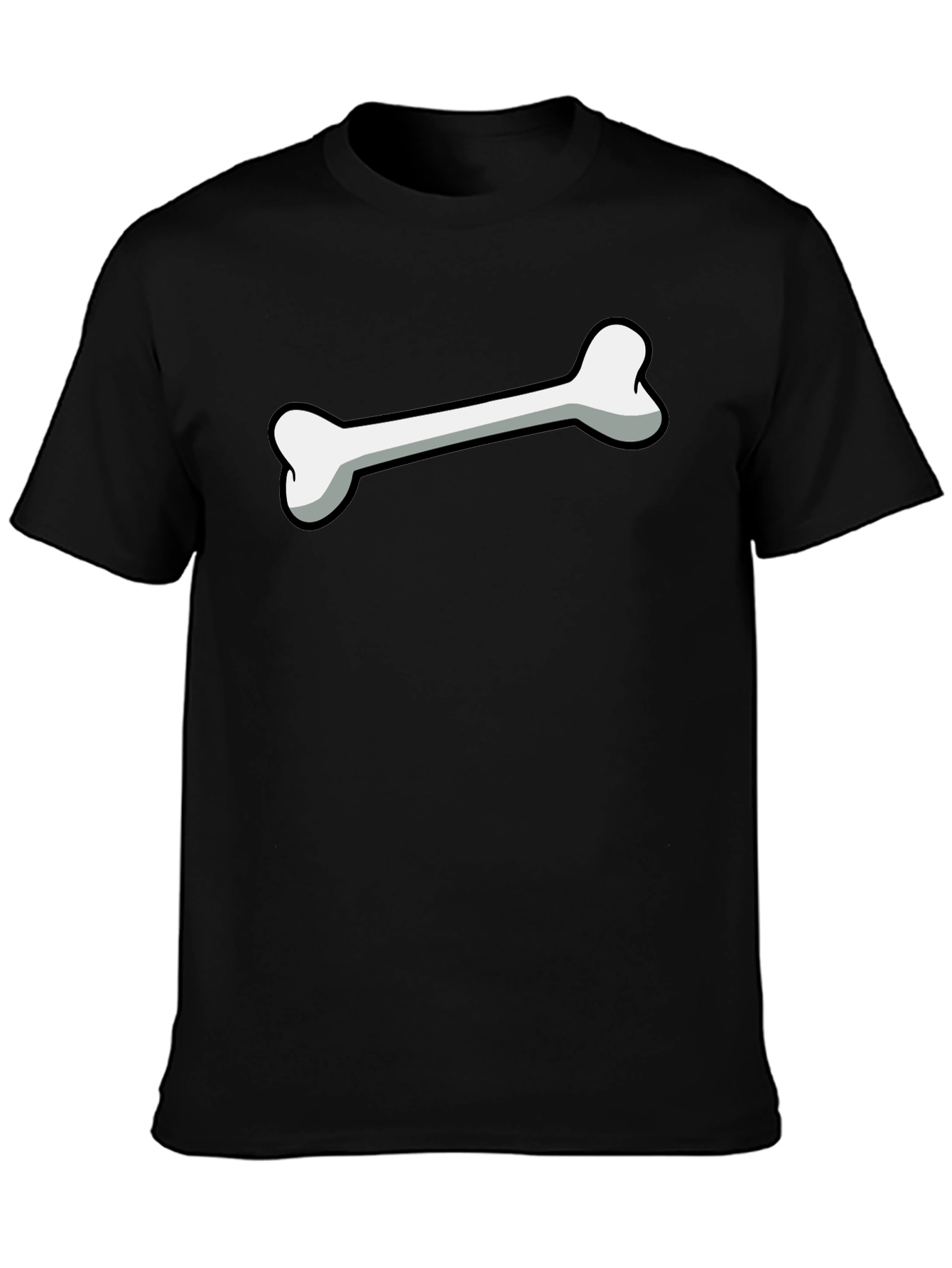 Cartoon Bone Graphic Print Black T-Shirt