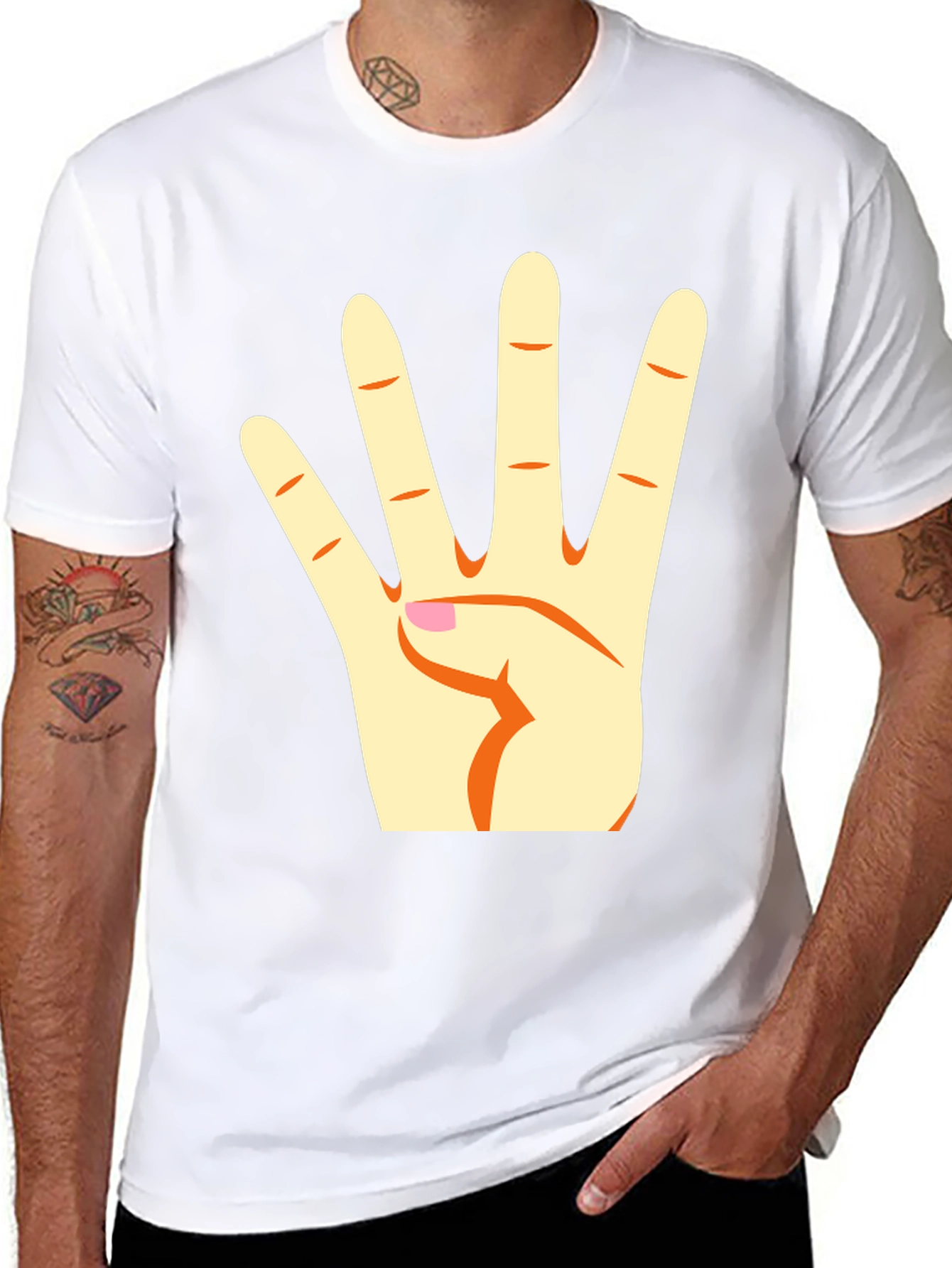Black T-Shirt with Hand Gesture Graphic