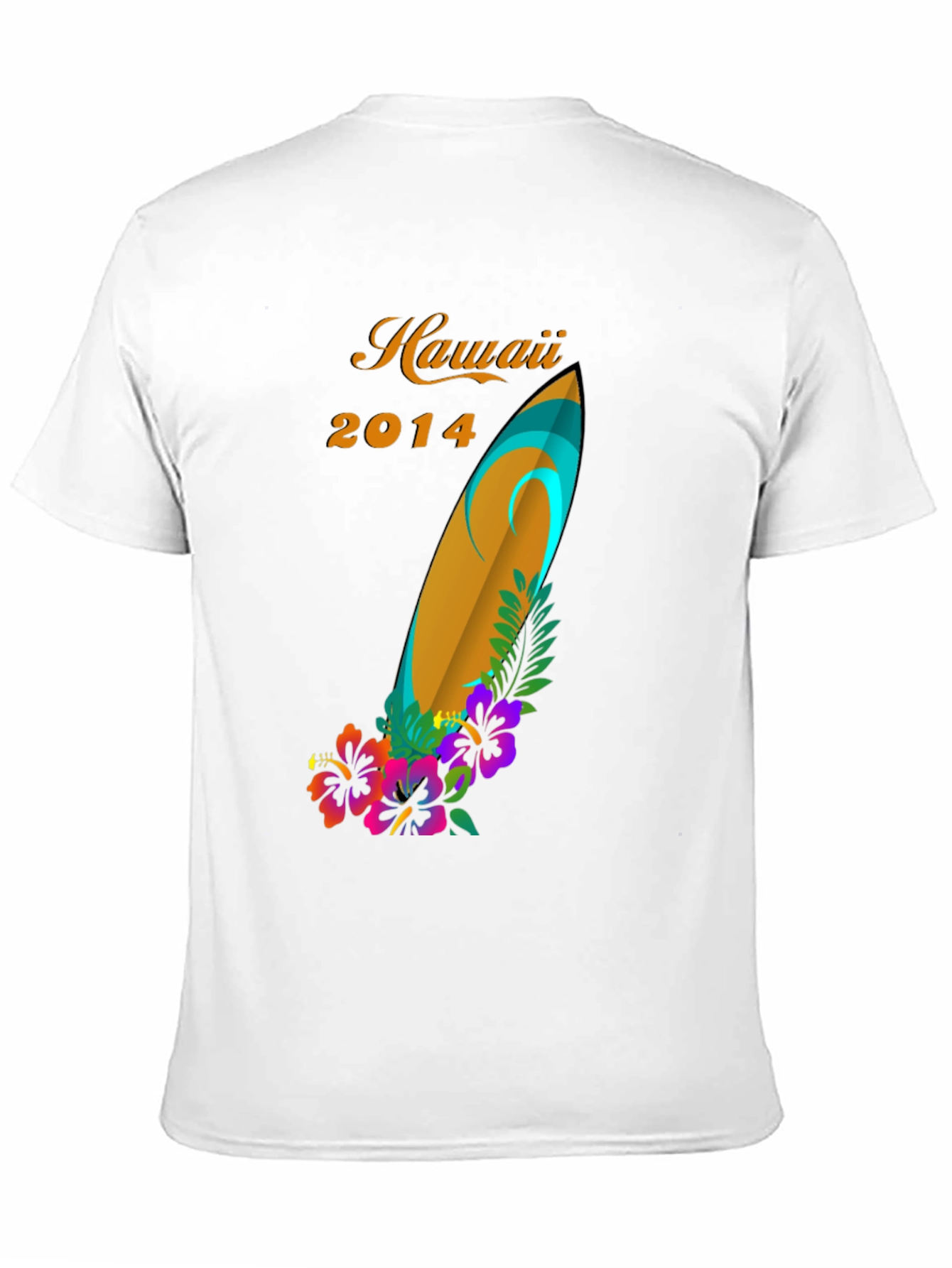 Hawaii 2014 Surfboard Floral Graphic Tee