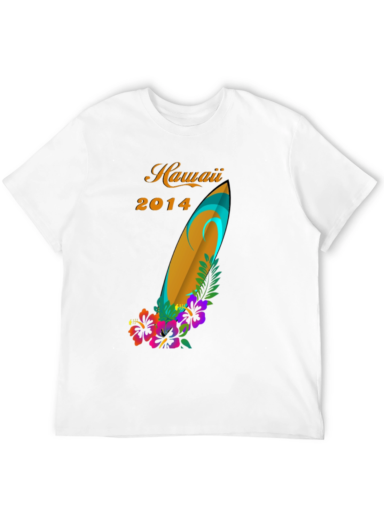 Hawaii 2014 Surfboard Floral Graphic Tee