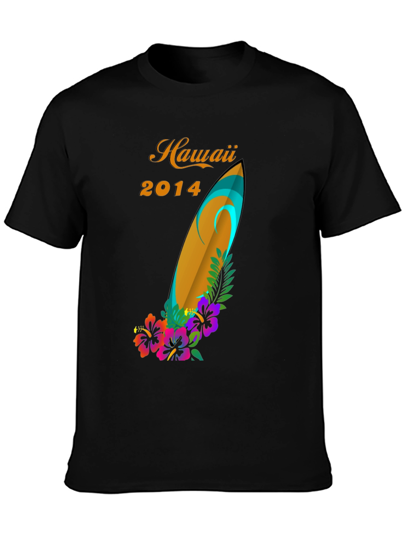 Hawaii 2014 Surfboard Floral Graphic Tee