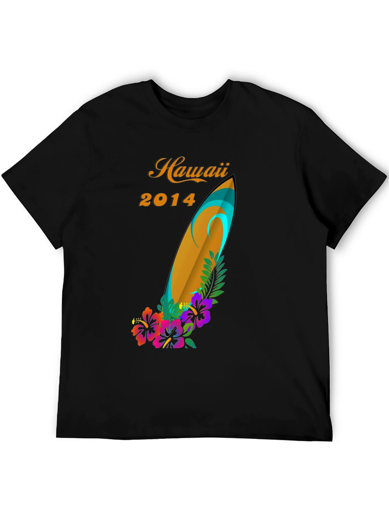 Hawaii 2014 Surfboard Floral Graphic Tee