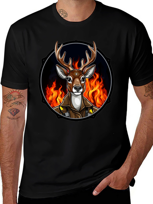 Fiery Deer Graphic Tee - Unique Design