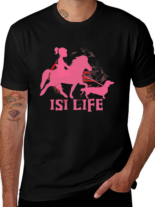 ISI Life T-Shirt - Horse Riding & Dachshund Dog Design