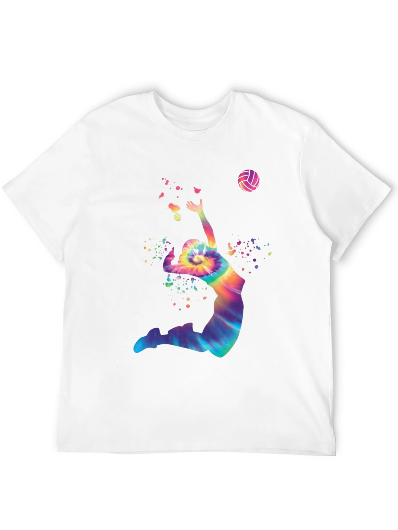Volleyball Tie-Dye Graphic Tee - Mens Black T-Shirt