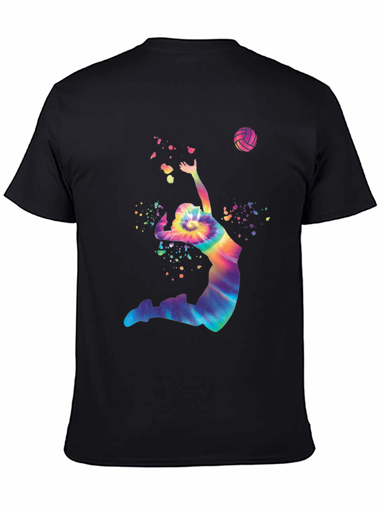 Volleyball Tie-Dye Graphic Tee - Mens Black T-Shirt