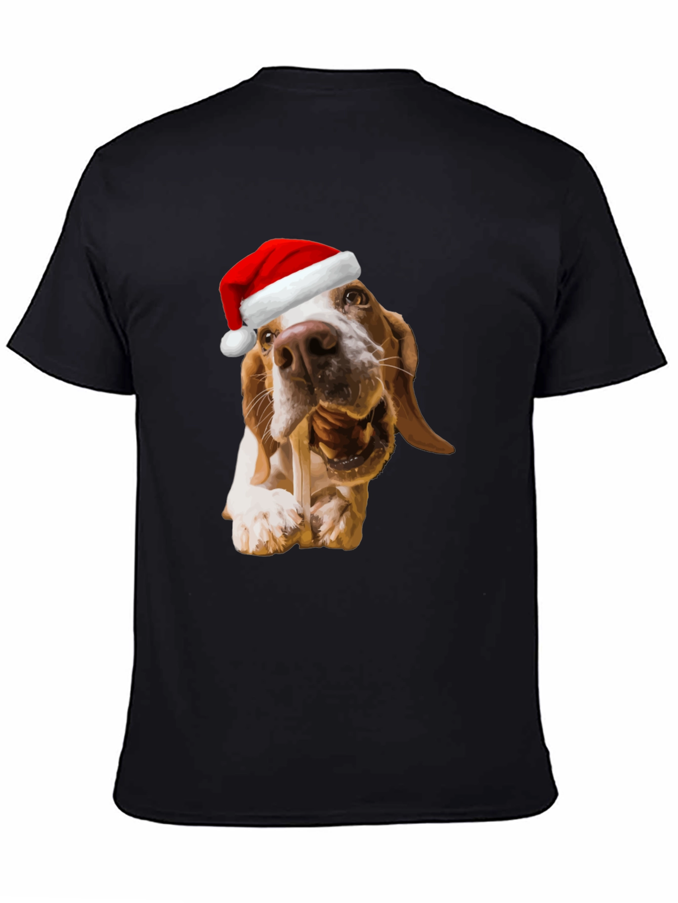 Dog with Santa Hat Graphic T-Shirt
