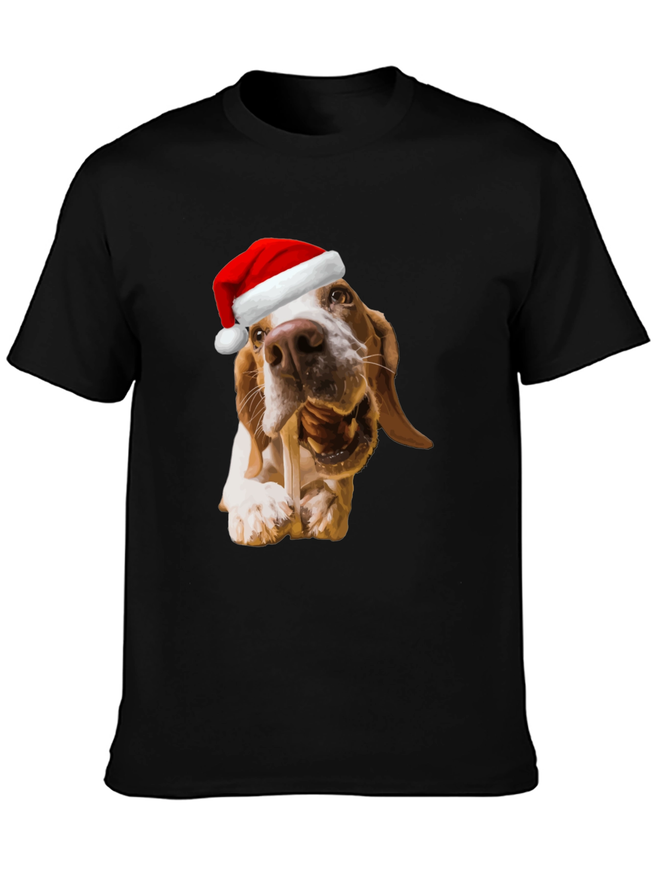 Dog with Santa Hat Graphic T-Shirt