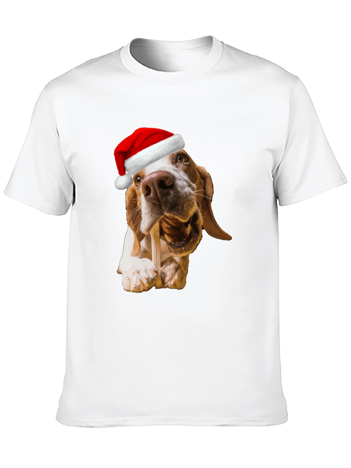 Dog with Santa Hat Graphic T-Shirt