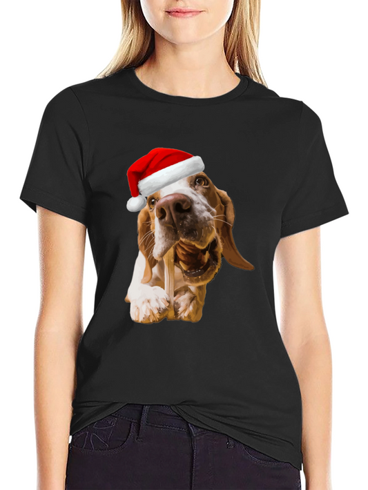 Dog with Santa Hat Graphic T-Shirt