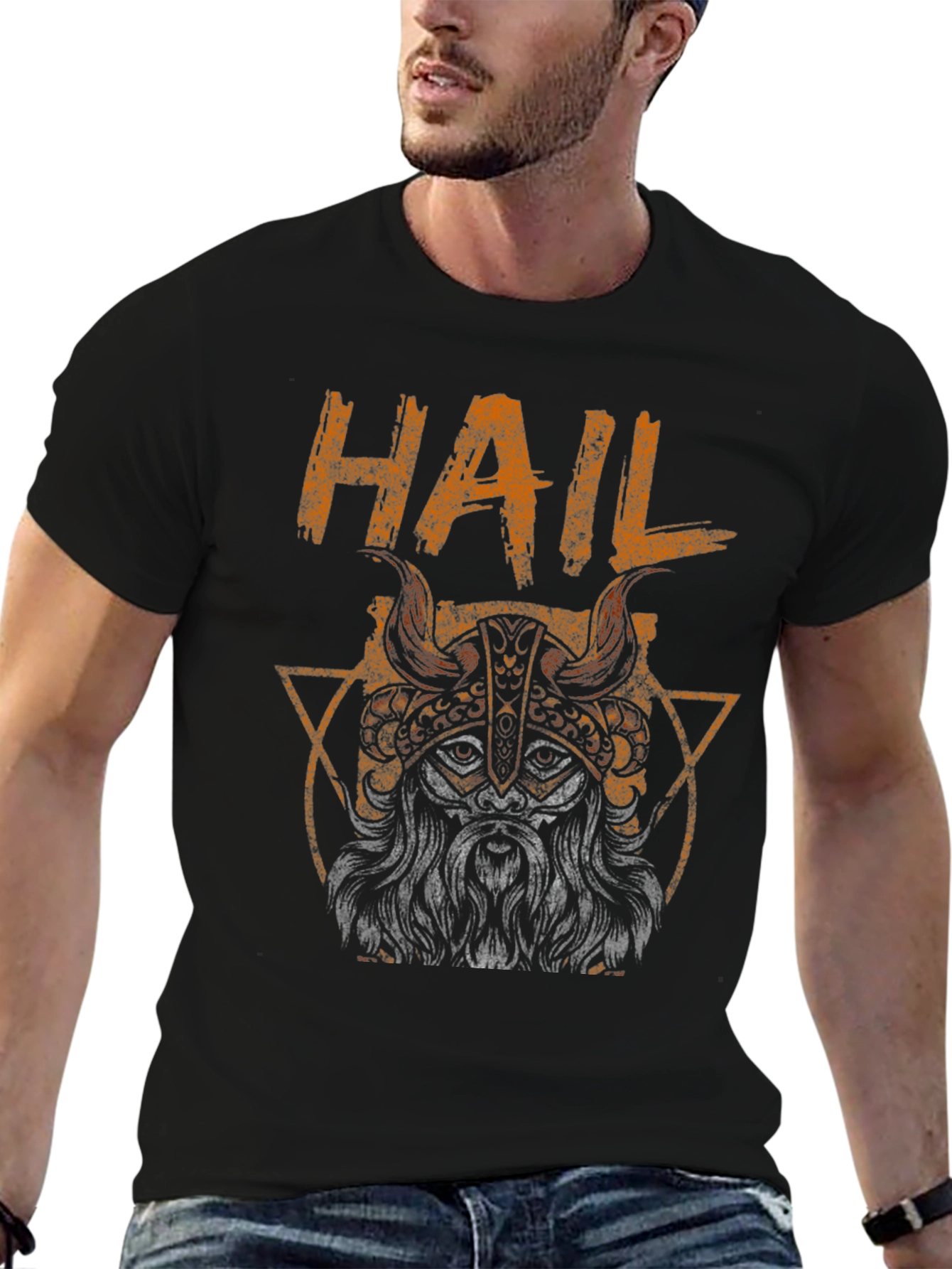 Hail Viking Graphic Tee - Black Cotton T-Shirt
