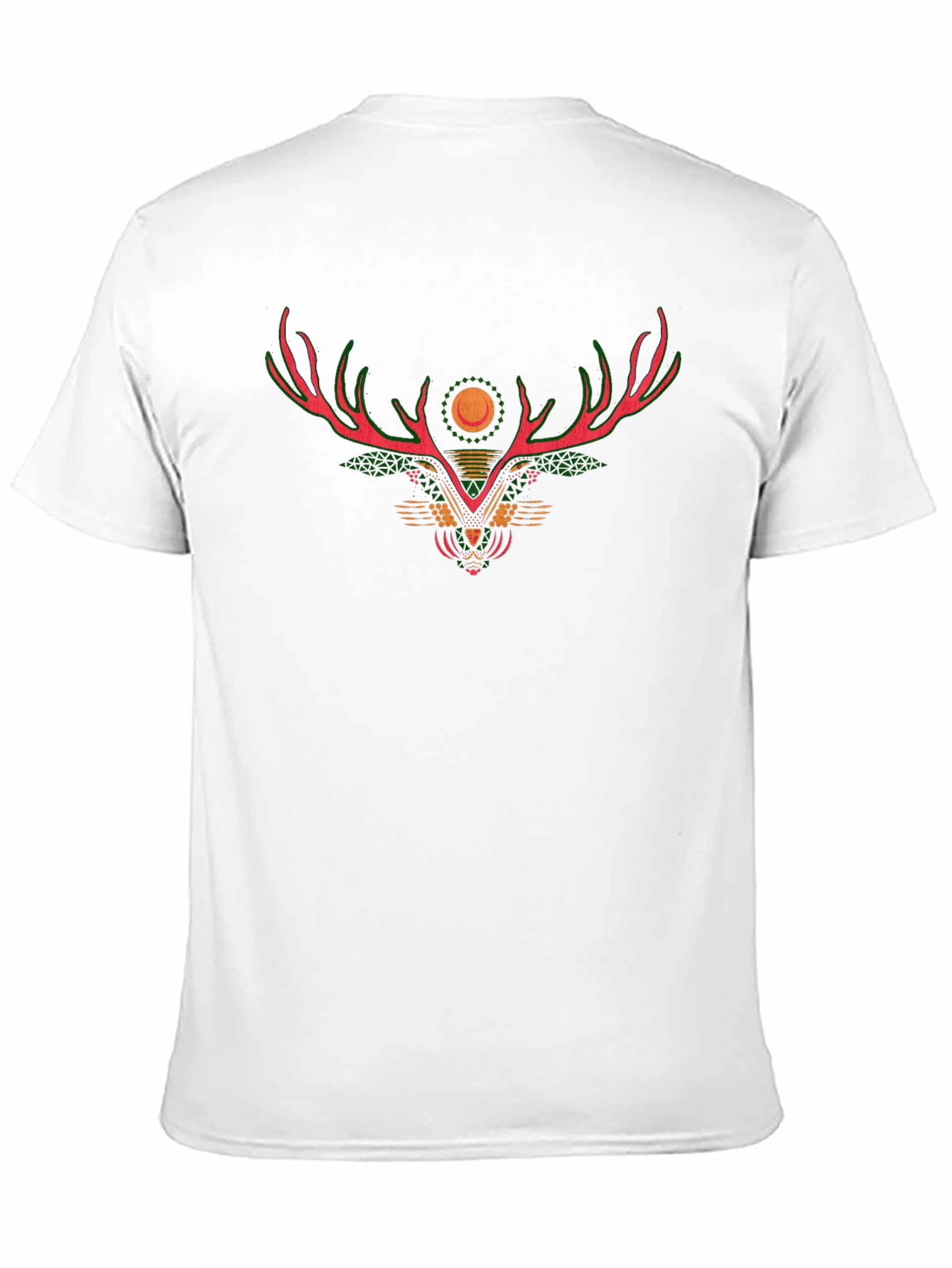 Geometric Deer Antler Graphic Black T-Shirt