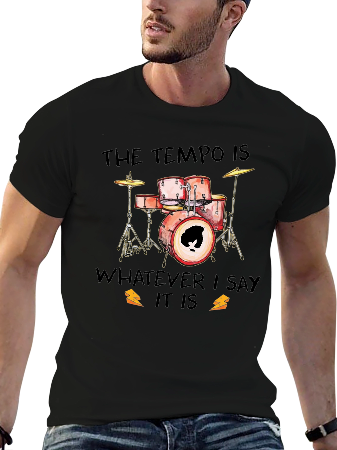 Tempo Drummer Black Graphic Tee