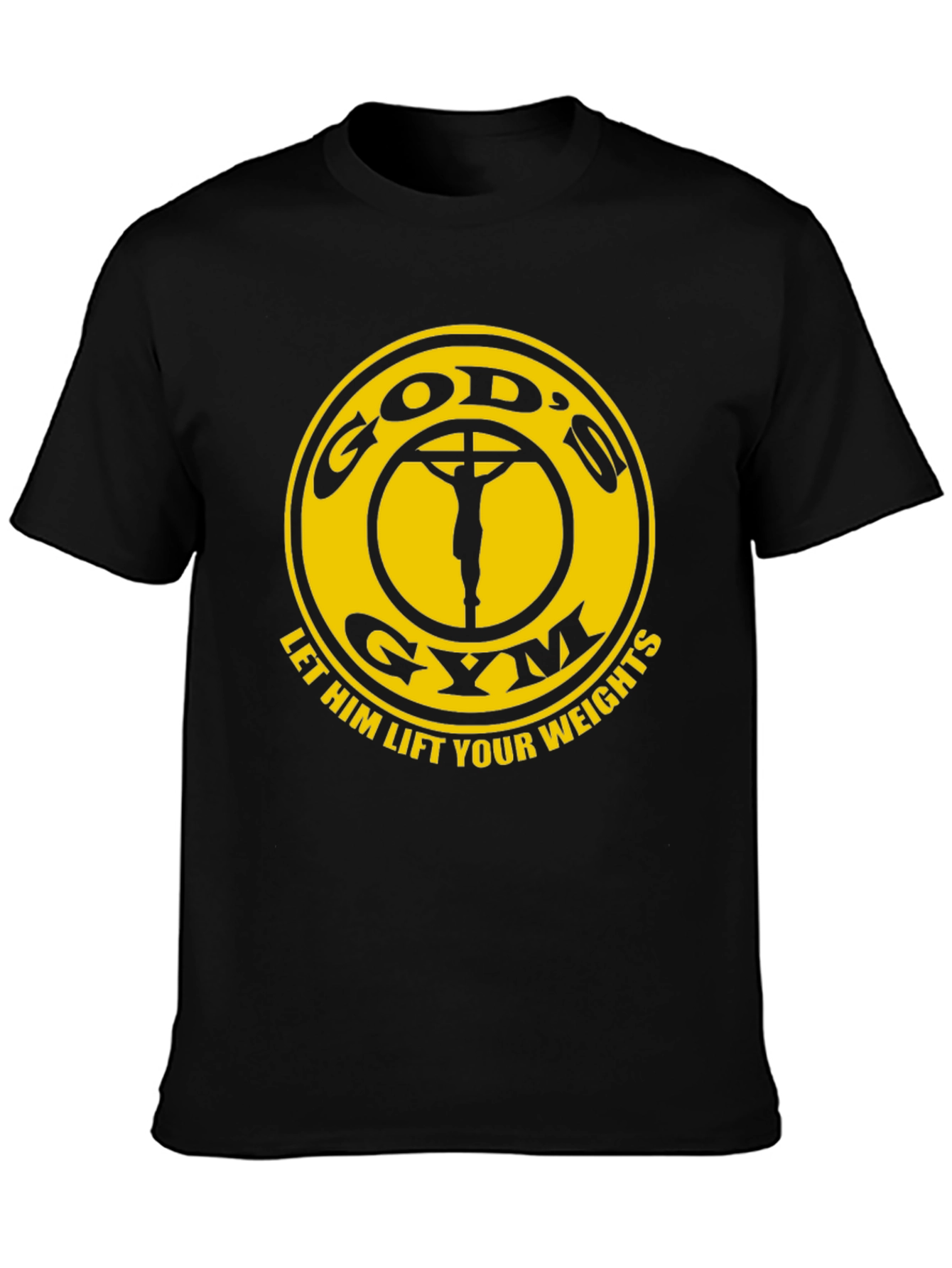 Gods Gym Black T-Shirt: Lift Your Weights in Faith