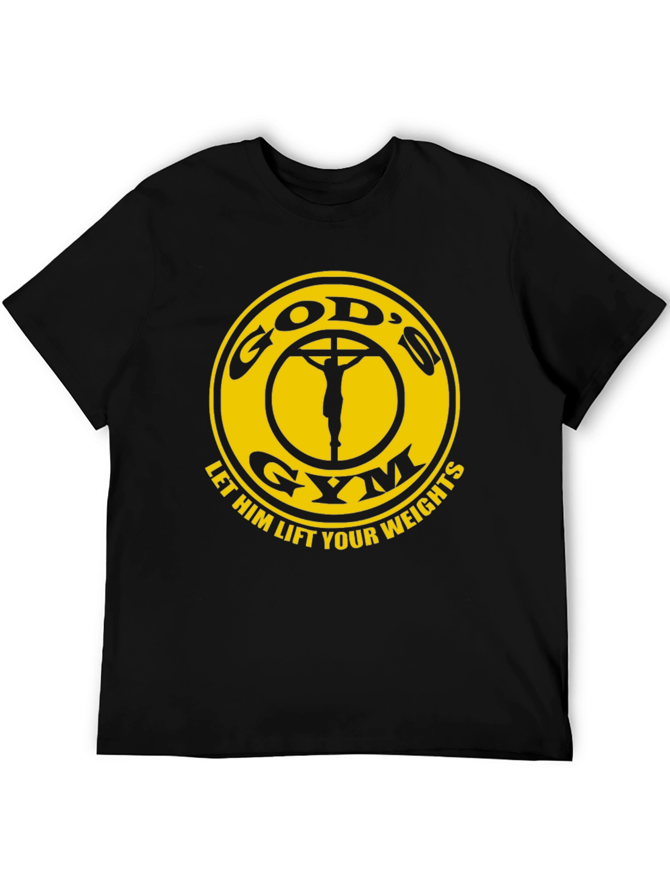 Gods Gym Black T-Shirt: Lift Your Weights in Faith