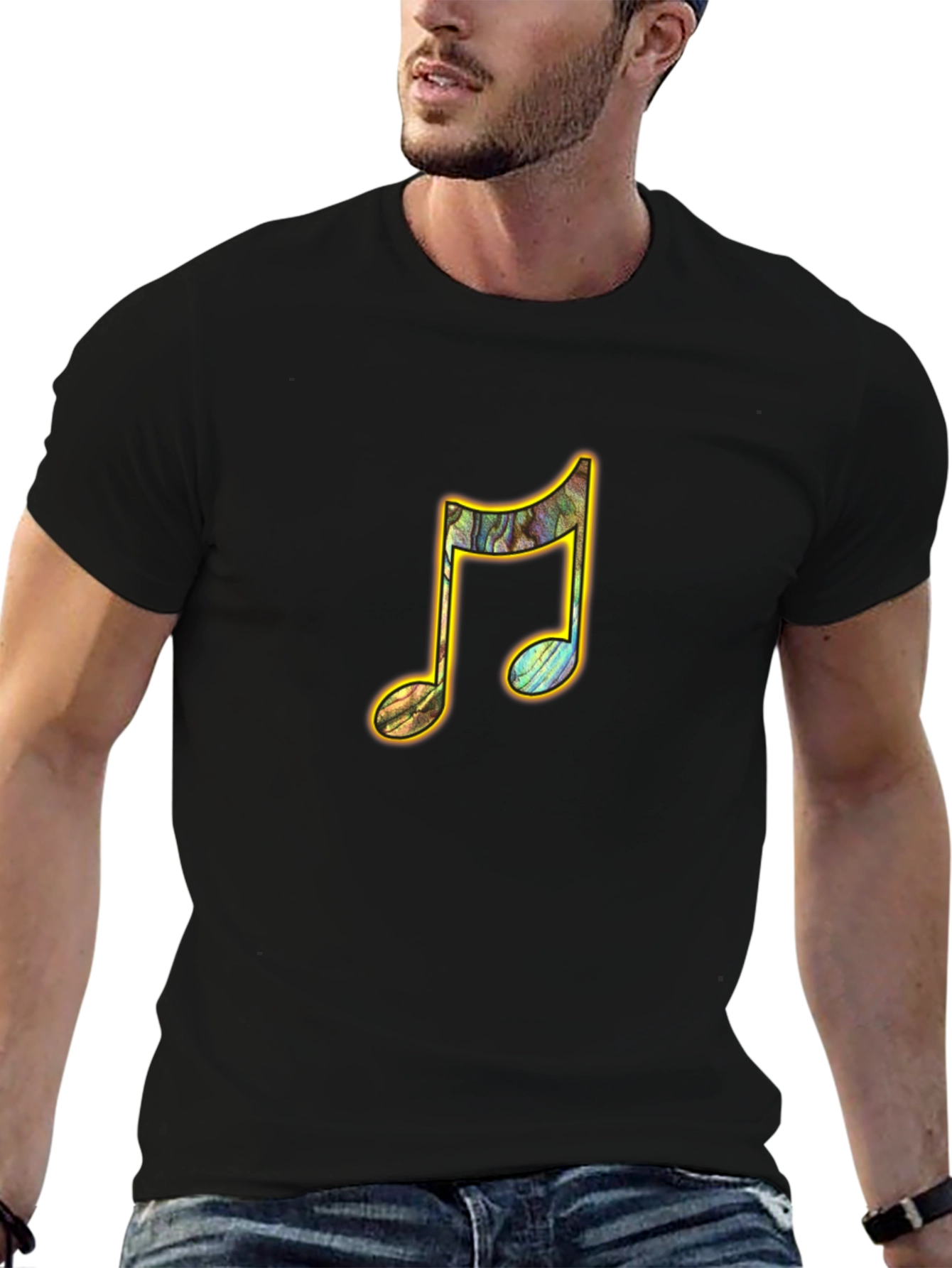 Musical Note Graphic Tee - Stylish Black T-Shirt