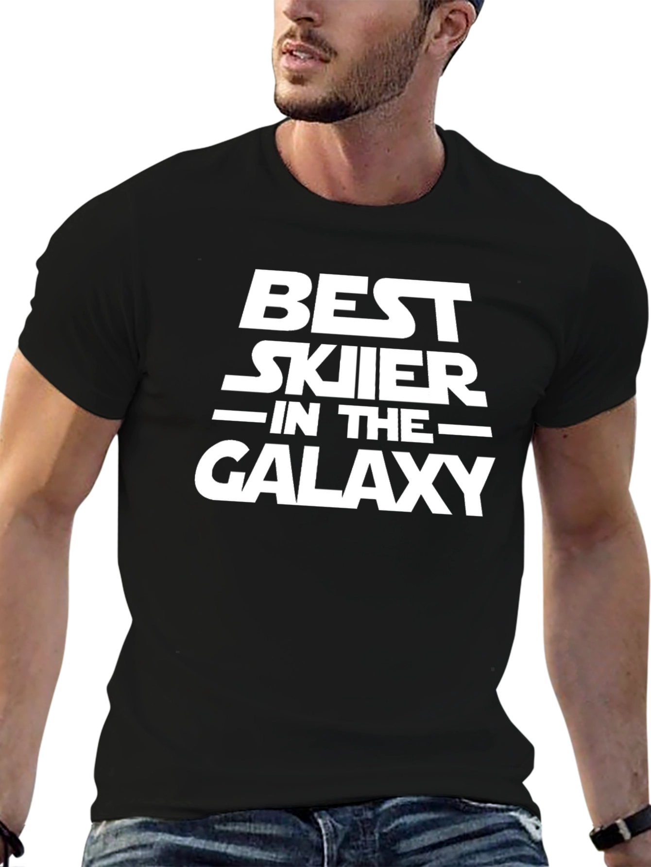 Best Skier in the Galaxy Black Graphic T-Shirt