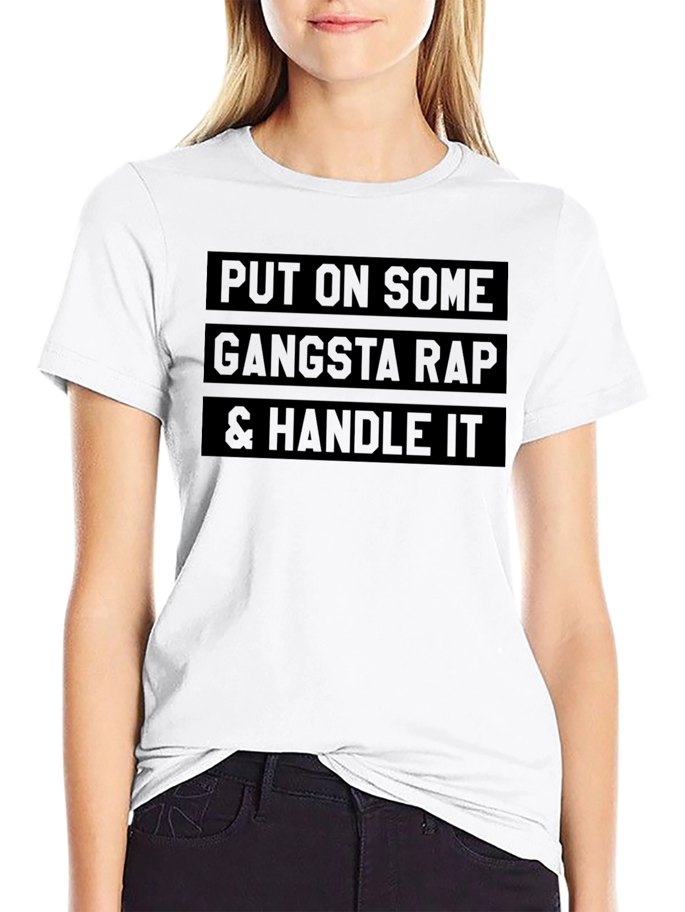 Gangsta Rap Tee - Black Crew Neck