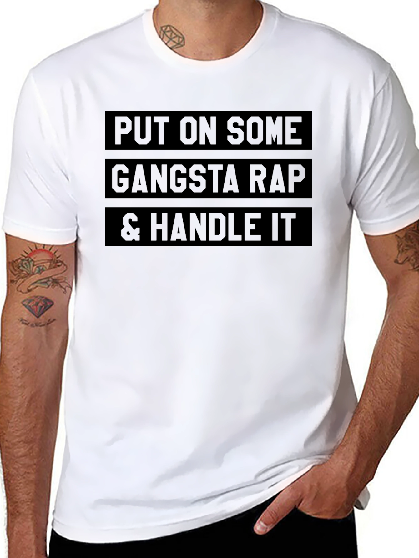 Gangsta Rap Tee - Black Crew Neck