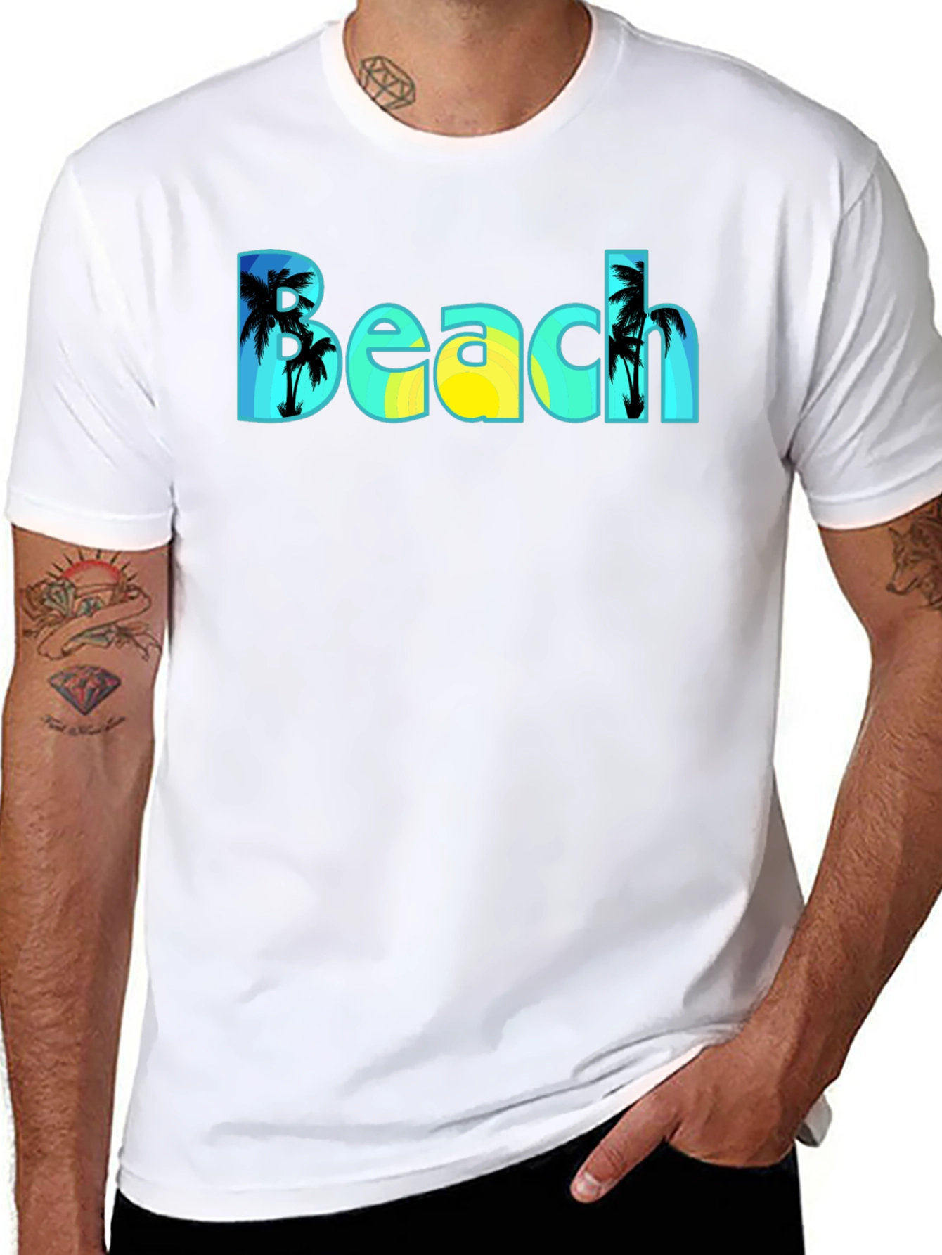 Beach T-Shirt - Tropical Palm Tree Design