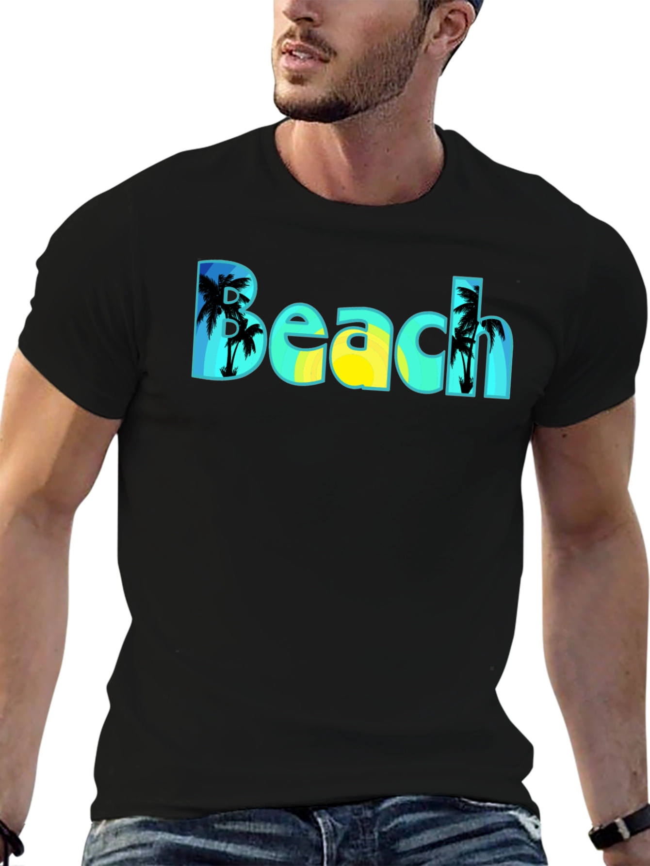 Beach T-Shirt - Tropical Palm Tree Design