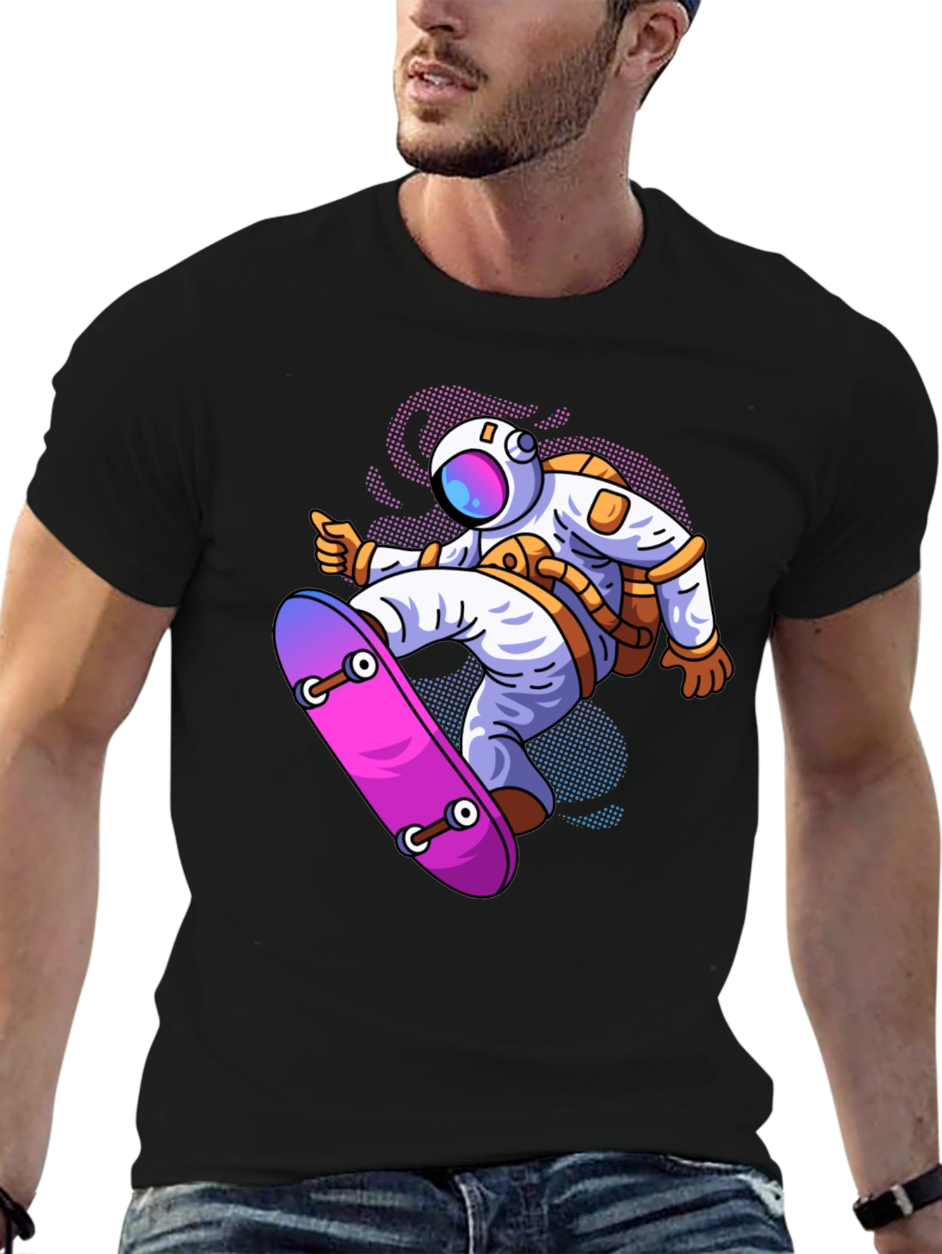 Astronaut Skateboard Graphic T-Shirt