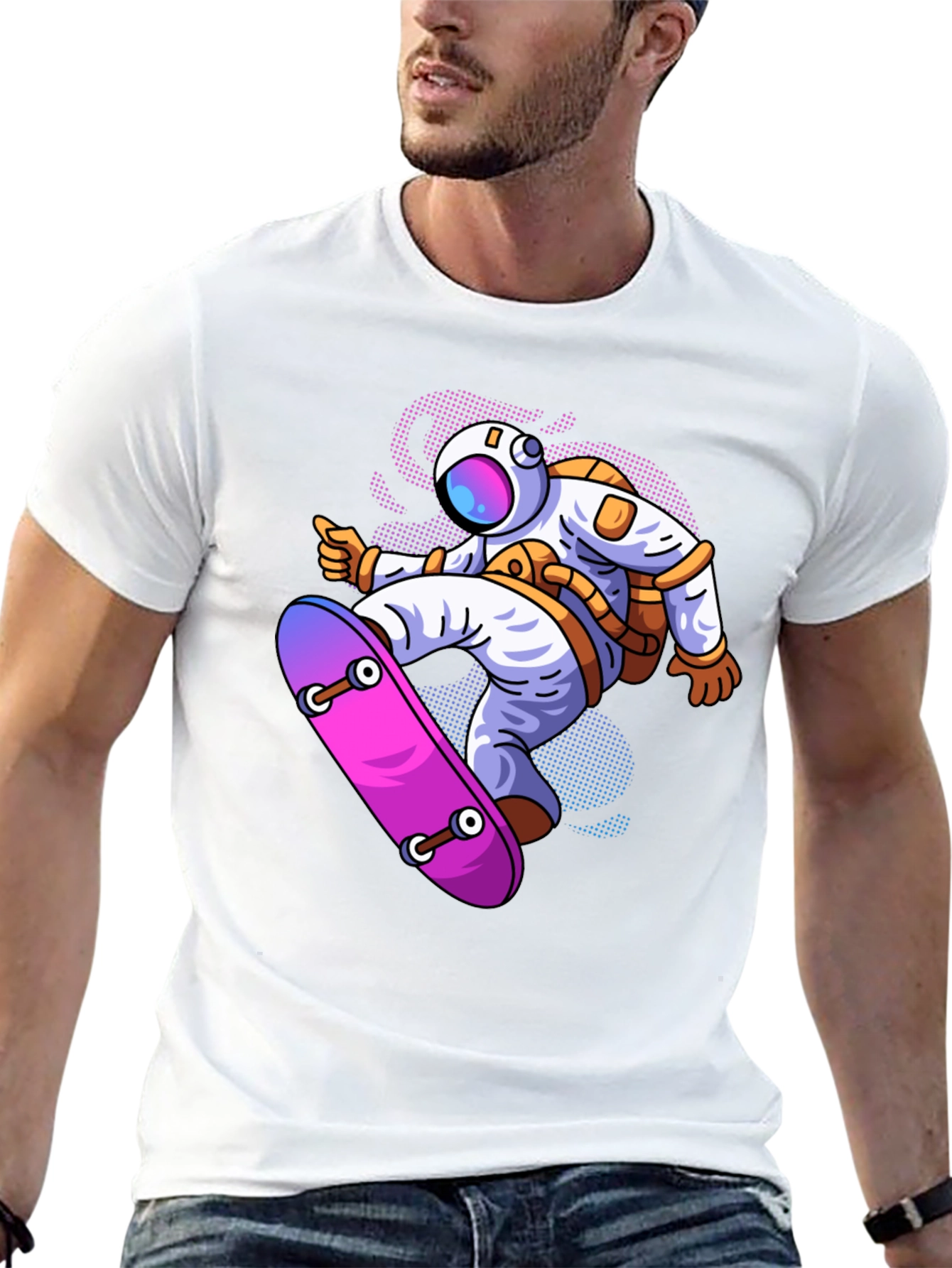 Astronaut Skateboard Graphic T-Shirt