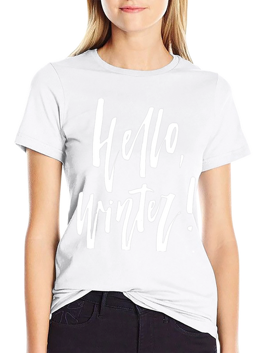 Hello Winter Graphic Tee - Soft Black Cotton