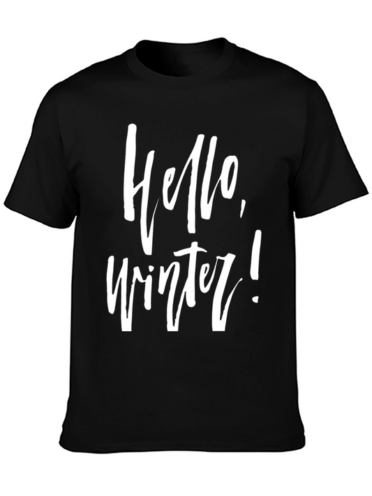 Hello Winter Graphic Tee - Soft Black Cotton