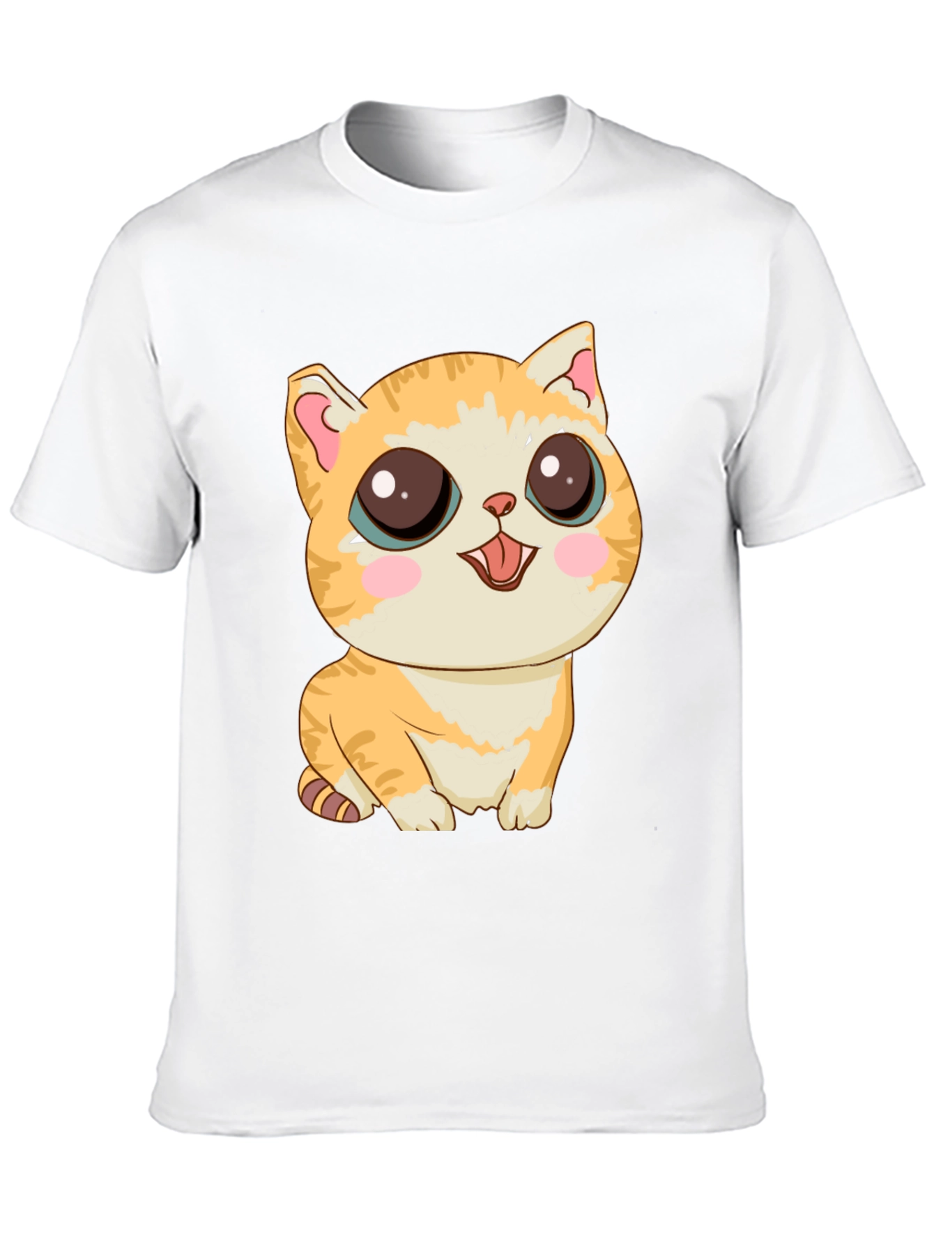 Cute Cartoon Cat Graphic T-Shirt - Black