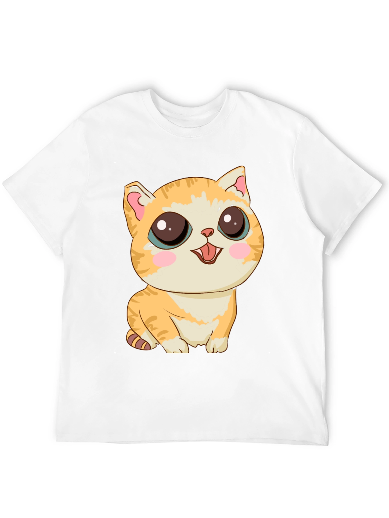 Cute Cartoon Cat Graphic T-Shirt - Black