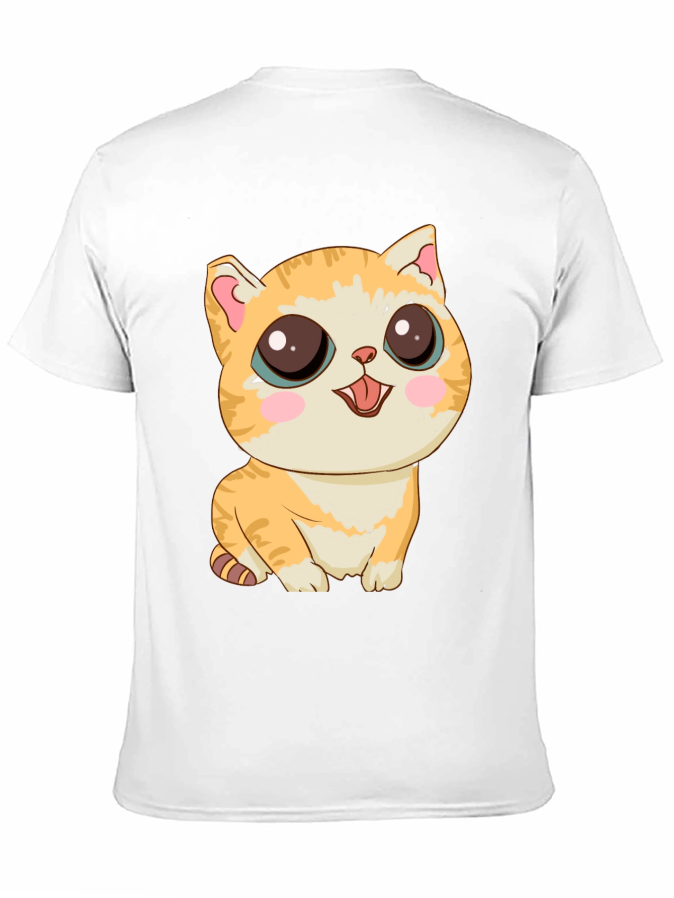 Cute Cartoon Cat Graphic T-Shirt - Black