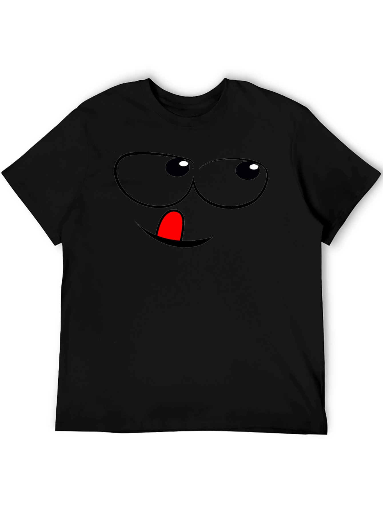 Funny Face Graphic Tee - Black Cotton T-Shirt
