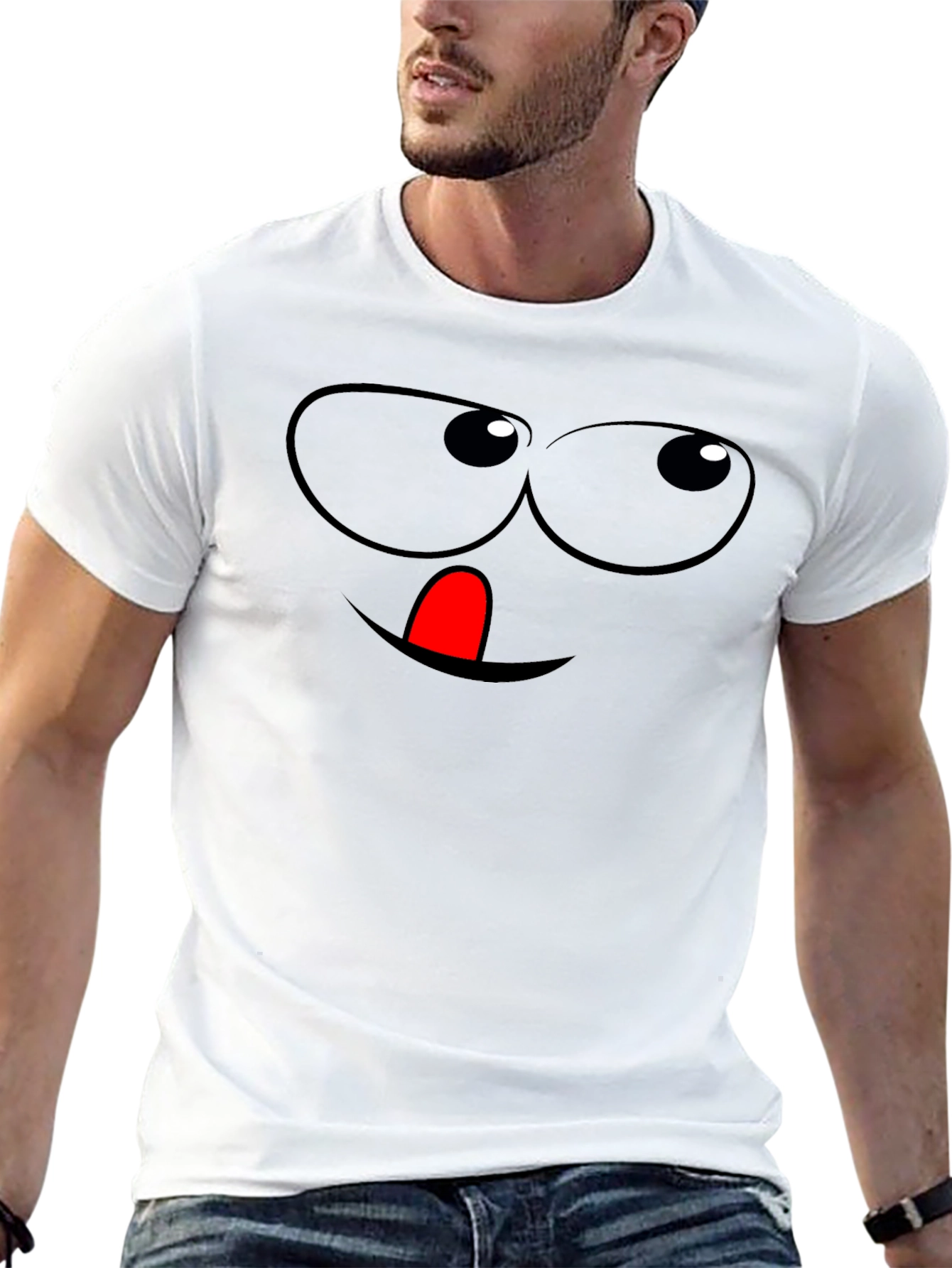 Funny Face Graphic Tee - Black Cotton T-Shirt
