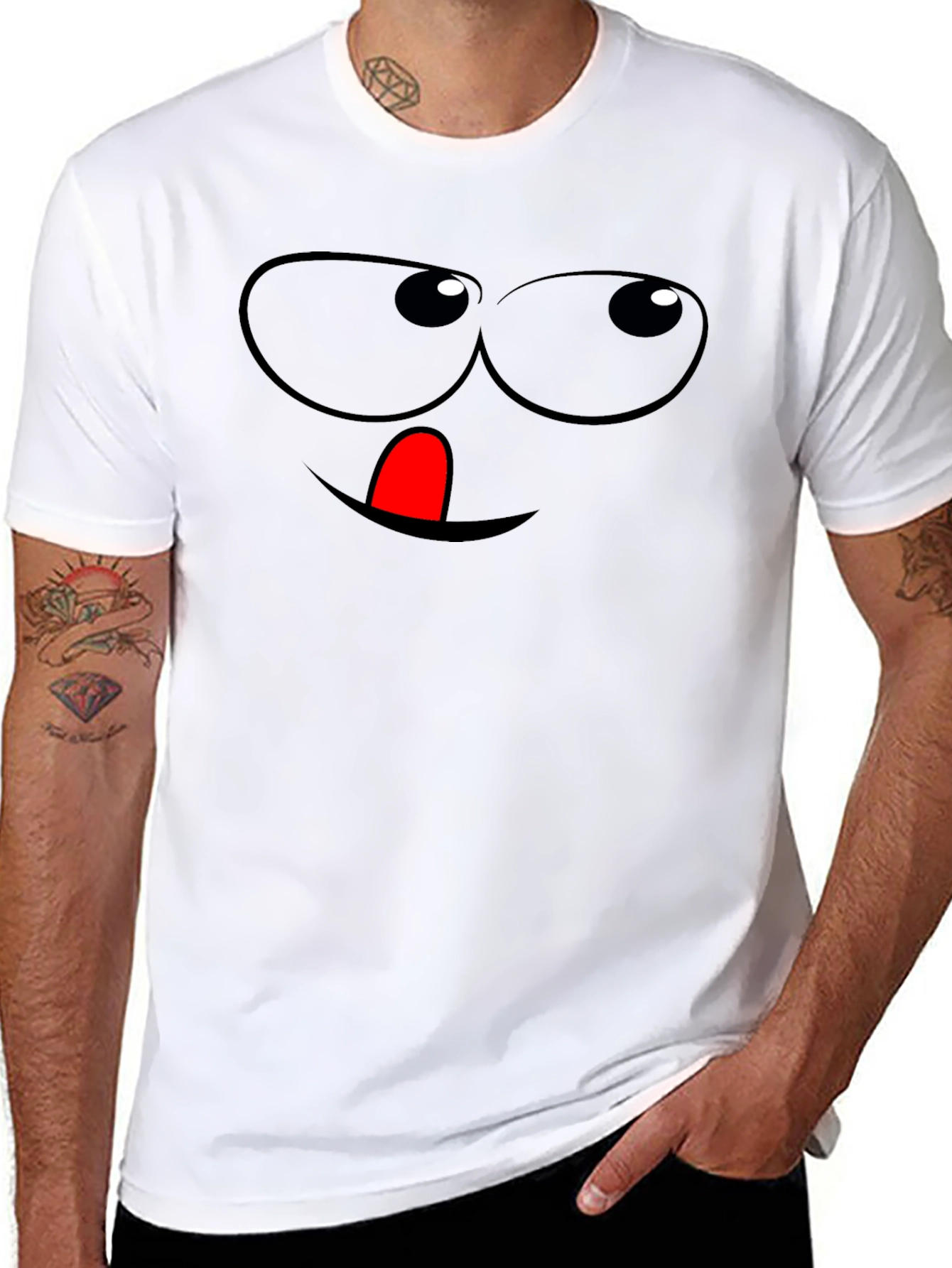 Funny Face Graphic Tee - Black Cotton T-Shirt