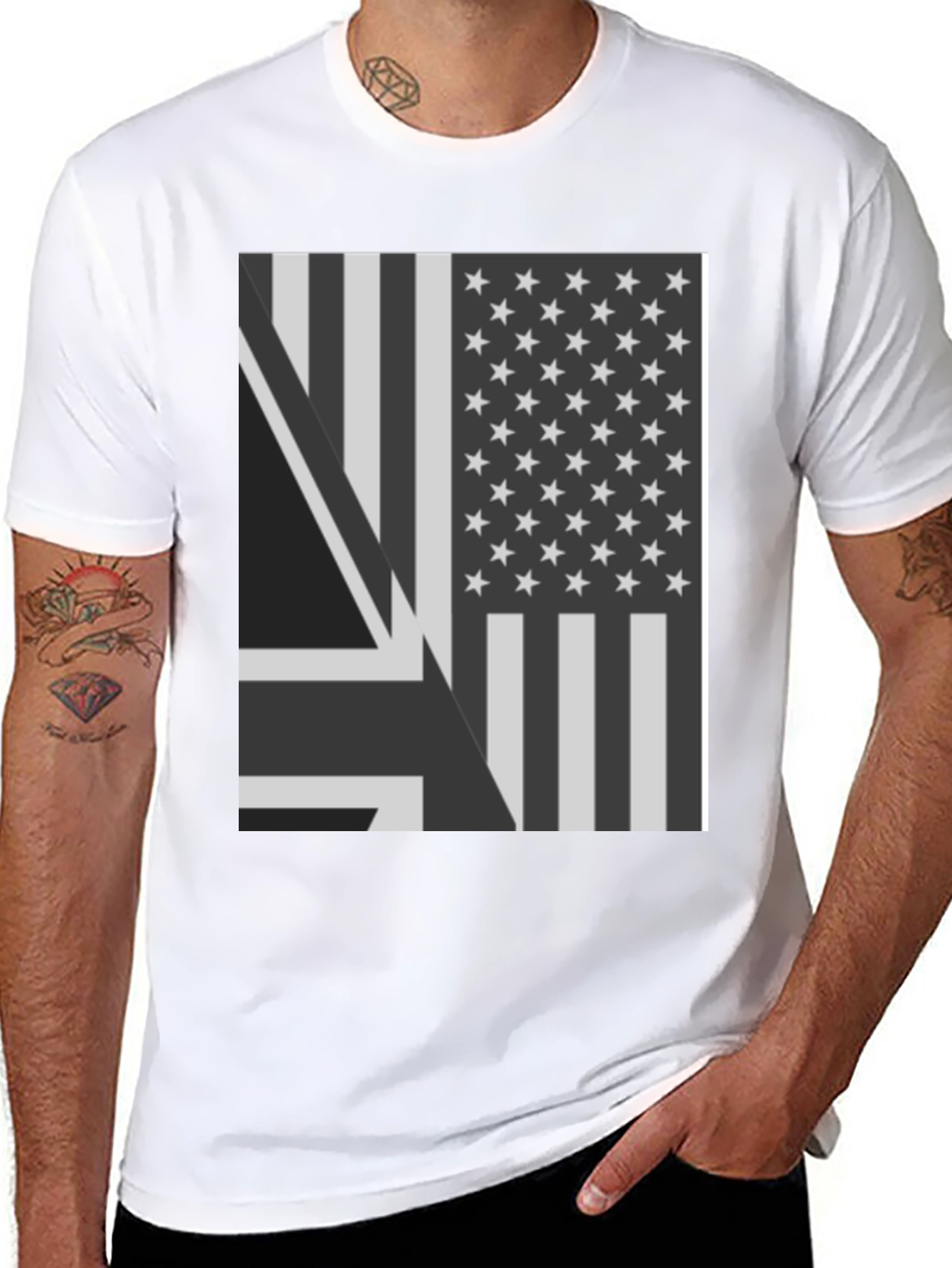 USA UK Flag Graphic T-Shirt