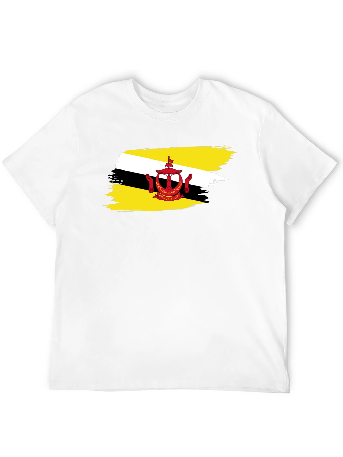 Brunei Flag Brush Stroke Graphic Tee - Black