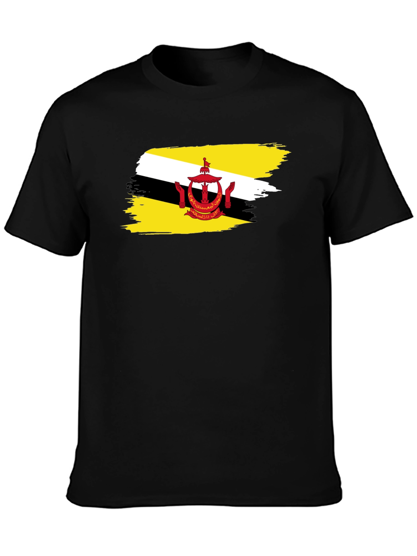 Brunei Flag Brush Stroke Graphic Tee - Black