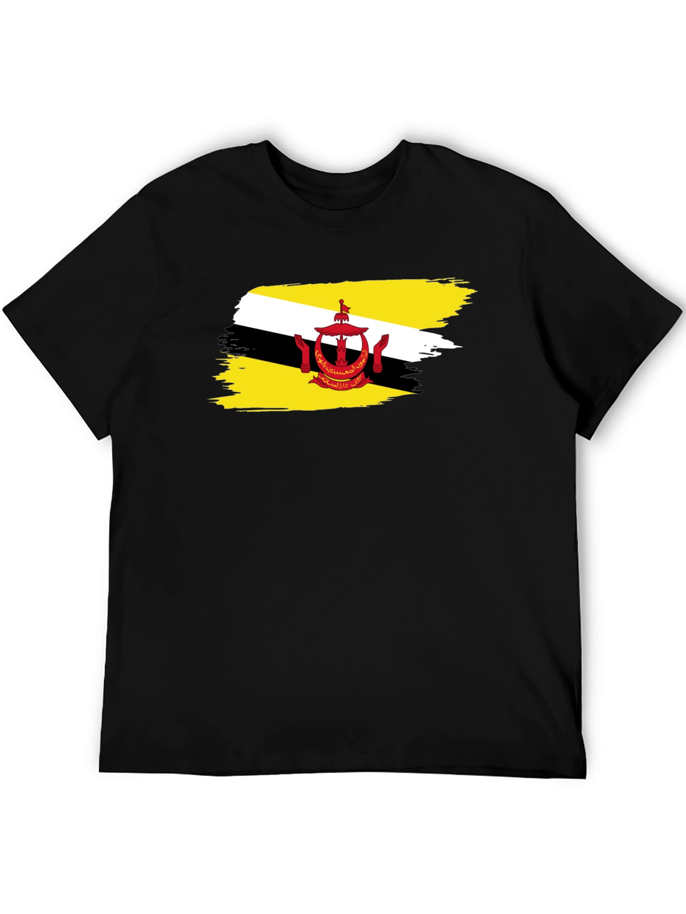Brunei Flag Brush Stroke Graphic Tee - Black