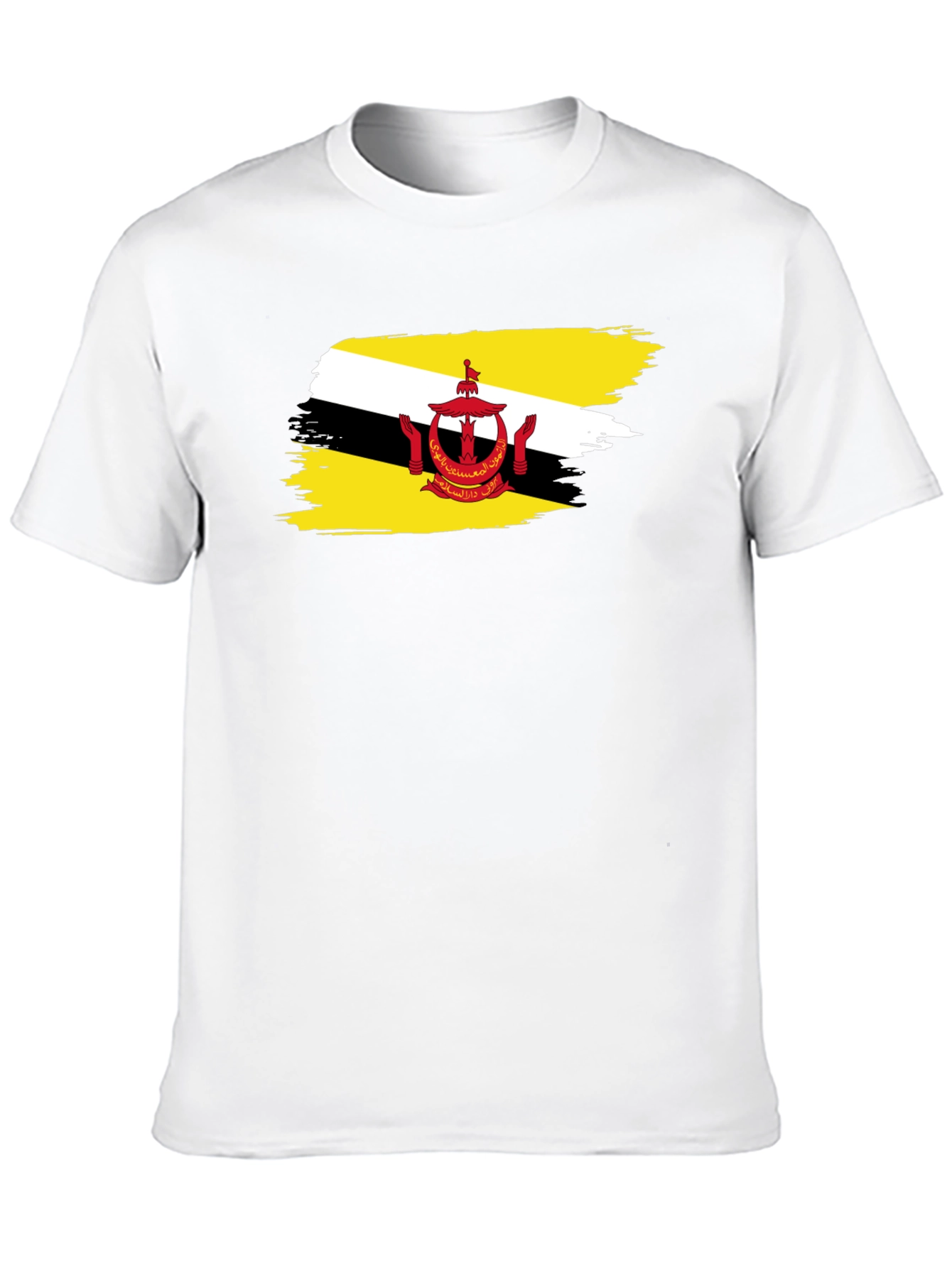 Brunei Flag Brush Stroke Graphic Tee - Black