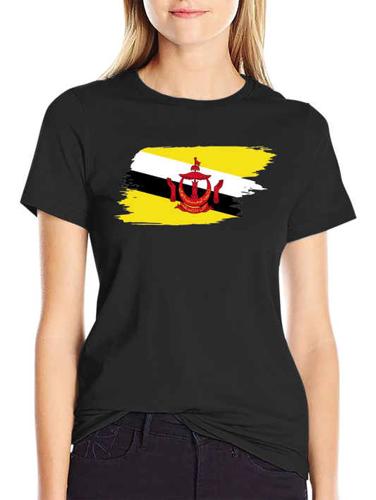Brunei Flag Brush Stroke Graphic Tee - Black