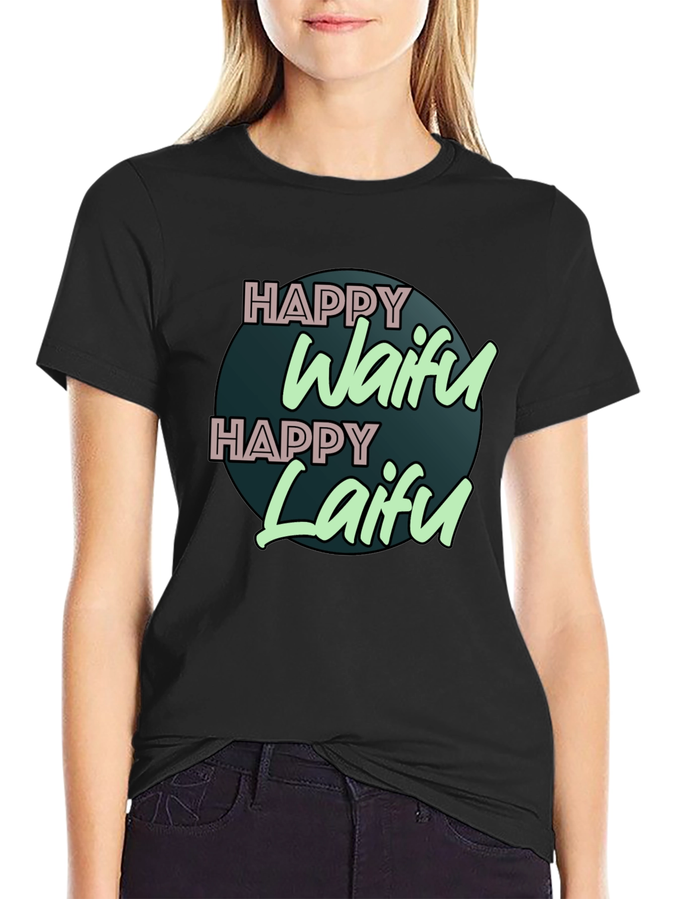 Happy Waifu Happy Laifu Graphic T-Shirt