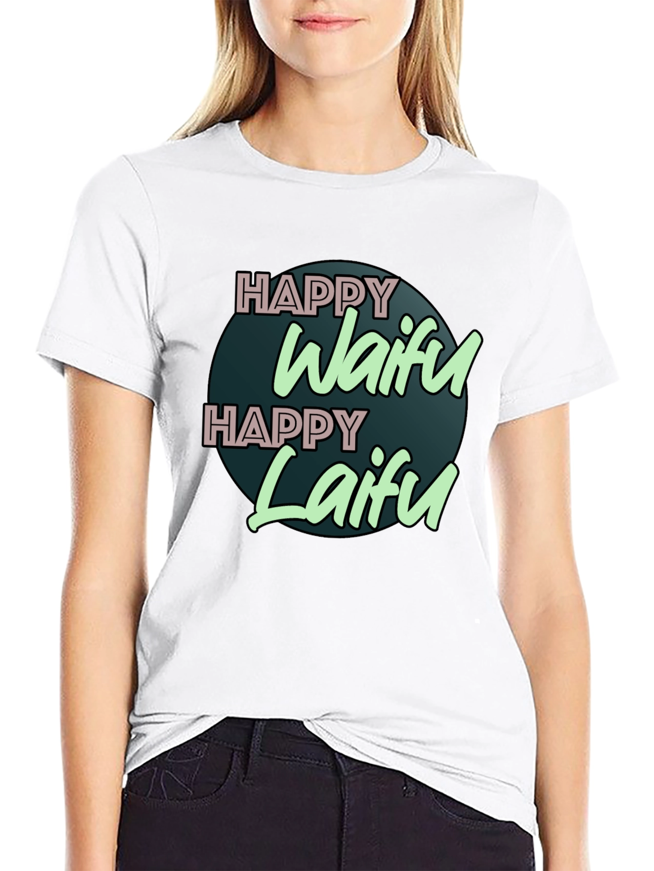 Happy Waifu Happy Laifu Graphic T-Shirt