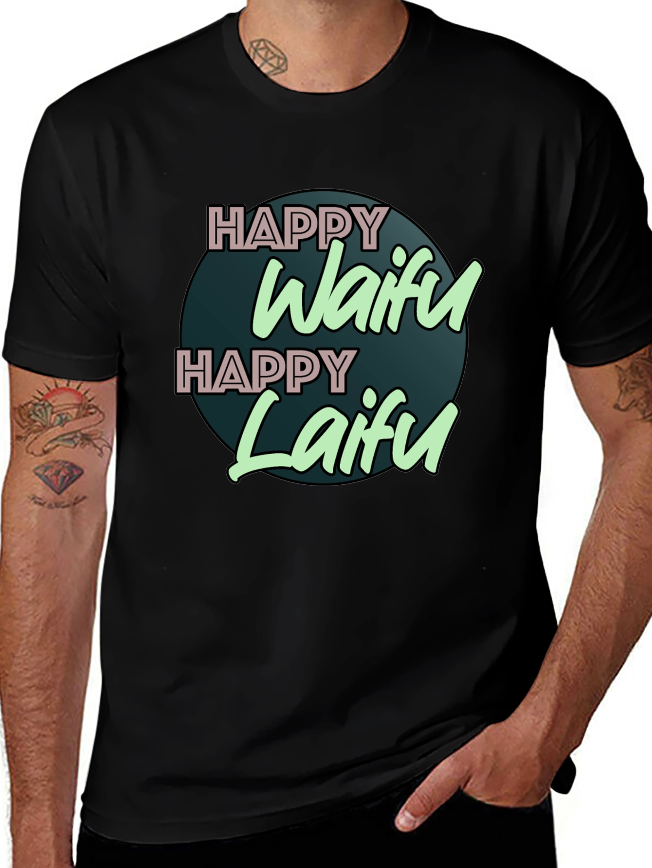 Happy Waifu Happy Laifu Graphic T-Shirt