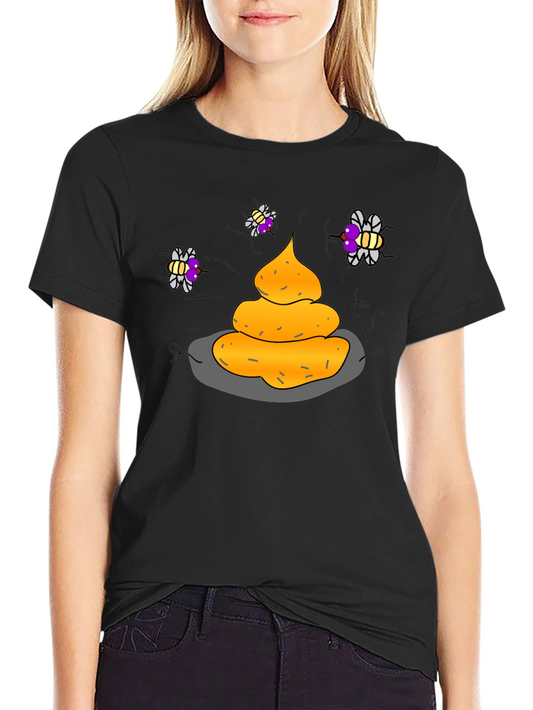 Humorous Graphic Tee - Funny Poop & Flies