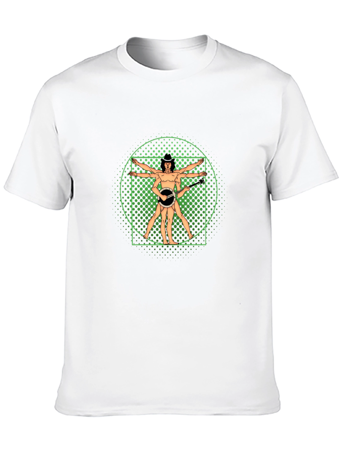 Vitruvian Banjo Player Black T-Shirt
